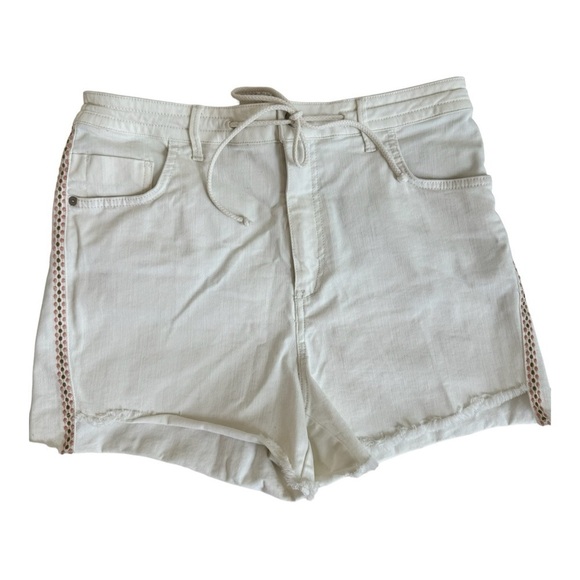 Anthropologie Faustine Embroidered Drawstring Waist Shorts Womens Size 30 White - Picture 1 of 14